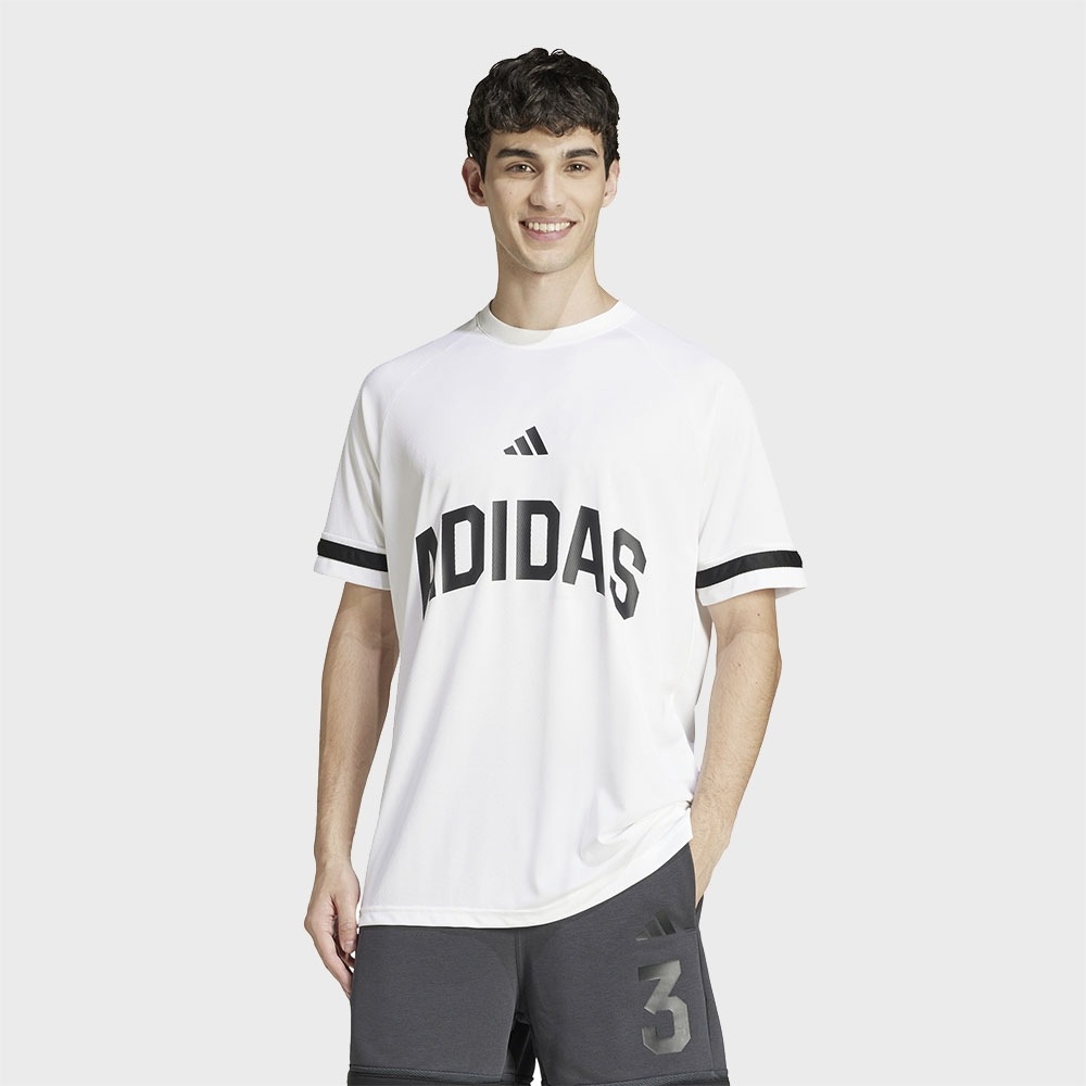 アディダスエッセンシャルUSスポーツTシャツ-ホワイト/JD8099