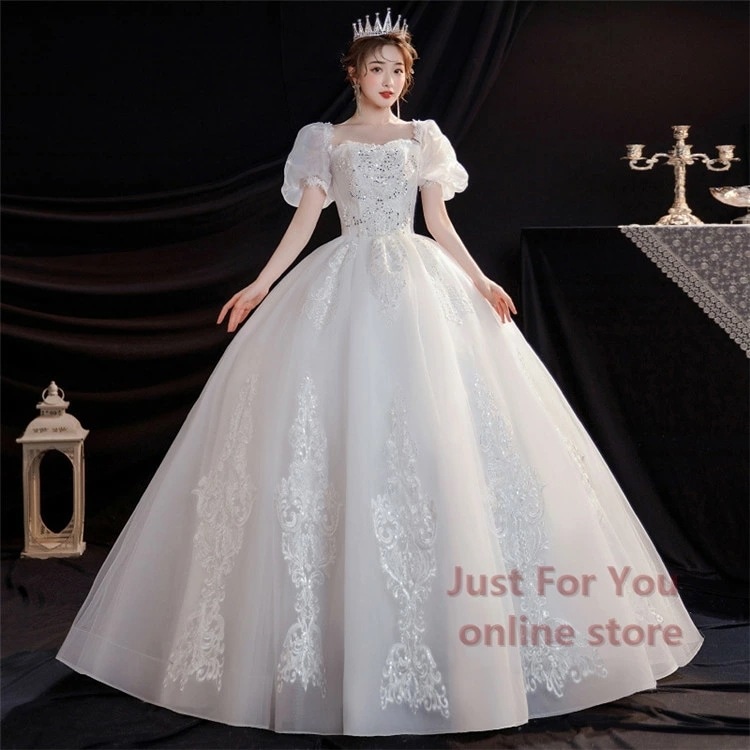 ウェディングドレス Wedding Dress 袖あり 格安 ウエディングドレス 床付きタイプ Aライン ロング 編み上げタイプ フォーマルドレス 前撮り フォト婚 後撮り 披露宴 結婚式 演奏会 発