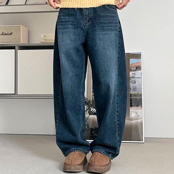 Hスタイル(JN)裏起毛横三角デニム 冬 女性 裏起毛 デニムパンツ ワイドパンツ ストレートパンツ スラックス