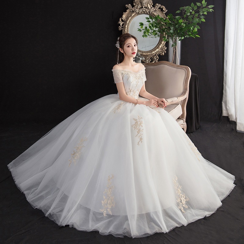 2025ワンショルダーウェディングドレスブライダル半袖ブラージトレーリングフォレストウェディングドレス