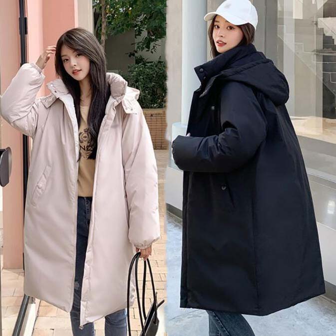 【送料無料】ダウンジャケット レディース ダウンコート ロングコート 可愛い シンプル 体型カバー 中綿コート きれいめ カジュアルコート 冬服 防寒着 女性用 フード付き 綿 大きいサイズ 無地 秋