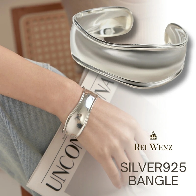 【高品質Silver925】シルバー バングル シンプル ニュアンス ぷっくり ころん レディース 重ね 金属アレルギー インスタ おしゃれ オフィス プレゼント 人気 韓国