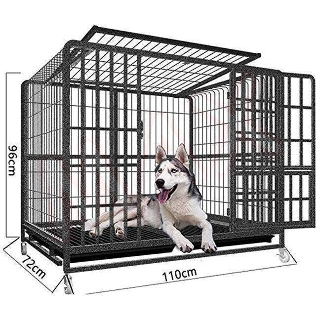短納期折り畳み式 犬小屋 屋外 二重ドア 大型犬 ロック設計 ホイールやリムーバブルトレイ 犬ケージ ステンレス