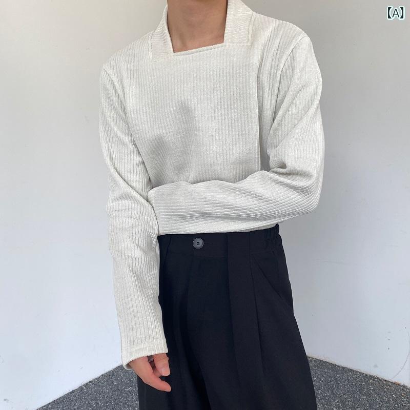 メンズ 秋冬 スタンドカラー プルオーバー 肥厚 セーター 韓国 ソリッドカラー スリム ニット トップス
