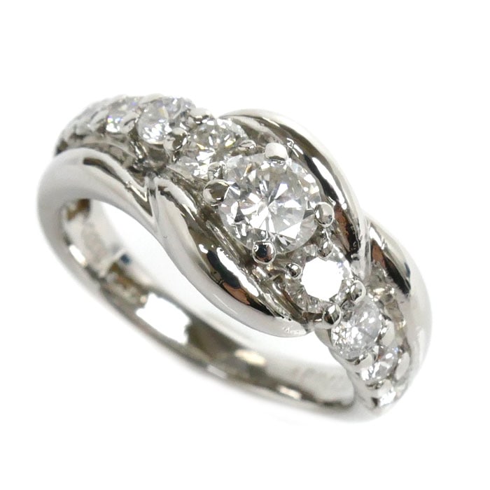 Pt900プラチナ リング指輪 ダイヤモンド0.398ct/0.74ct 11号 7.2g レディース 中古 美品