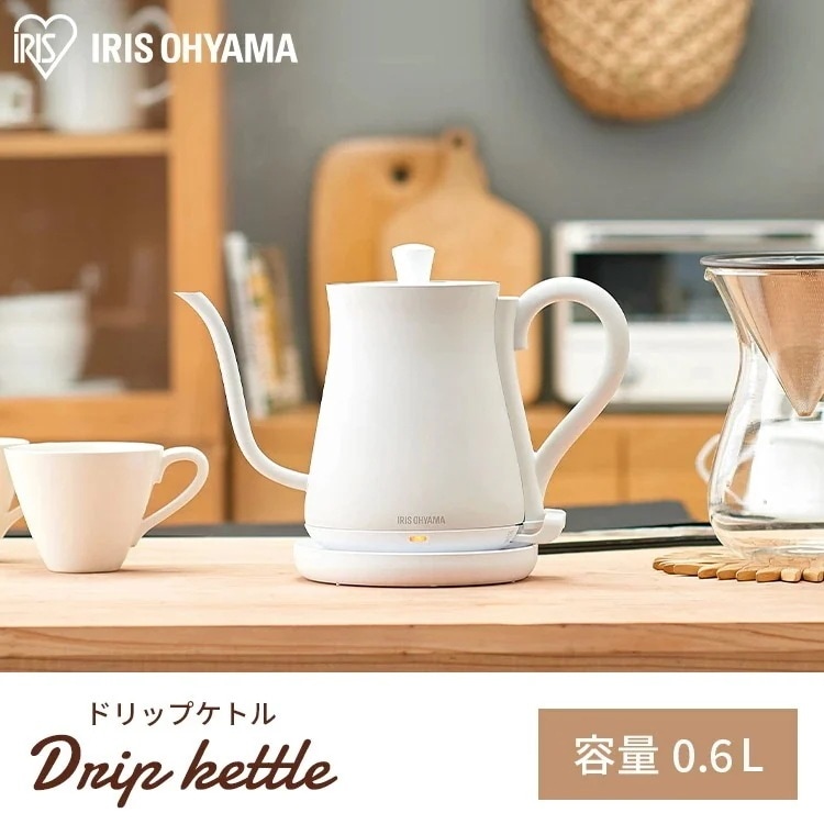 【公式】 電気ケトル ケトル ドリップケトル 600ml アンティーク調 ホワイト IKE-C600-W メガ割[安心延長保証対象]