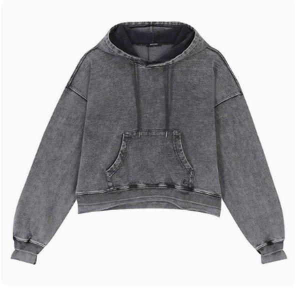 女性用3段ミニ裏毛インディゴ染めフード付きTシャツ（B251TS501P）