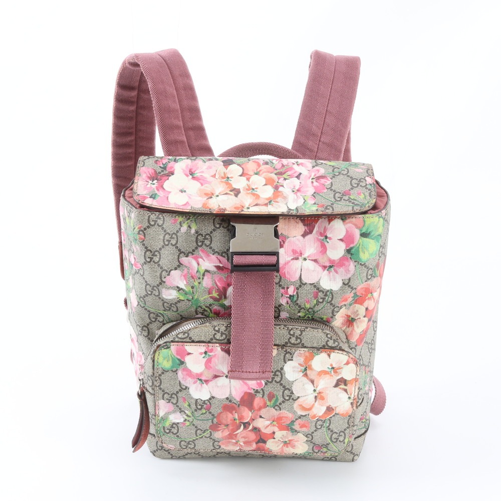 美品 GGブルームス GGスプリーム フローラ 410544 レザー×コーティングキャンバス リュックサック リュック バックパック ショルダー バッグ レディース RIM ED38-5 中古