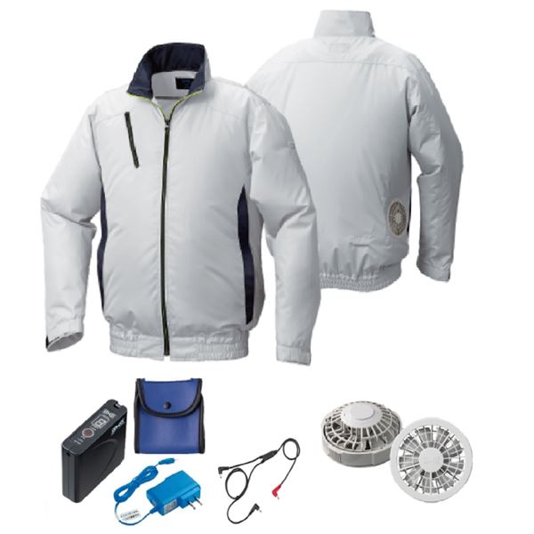 KU92010空調服 ポリ カジュアル FAN2200G/LISUPER1 銀xダーク紺 M