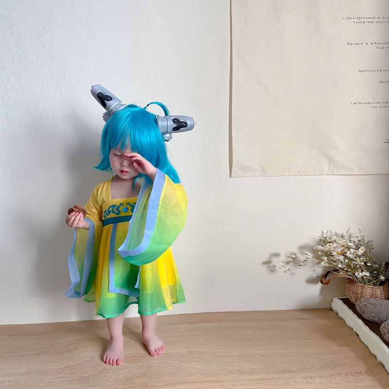 即納 王蔡文姫 服子供の元の革 Tianlai ストリング トーン ドレス アニメ ロールプレイング漢服の女の子