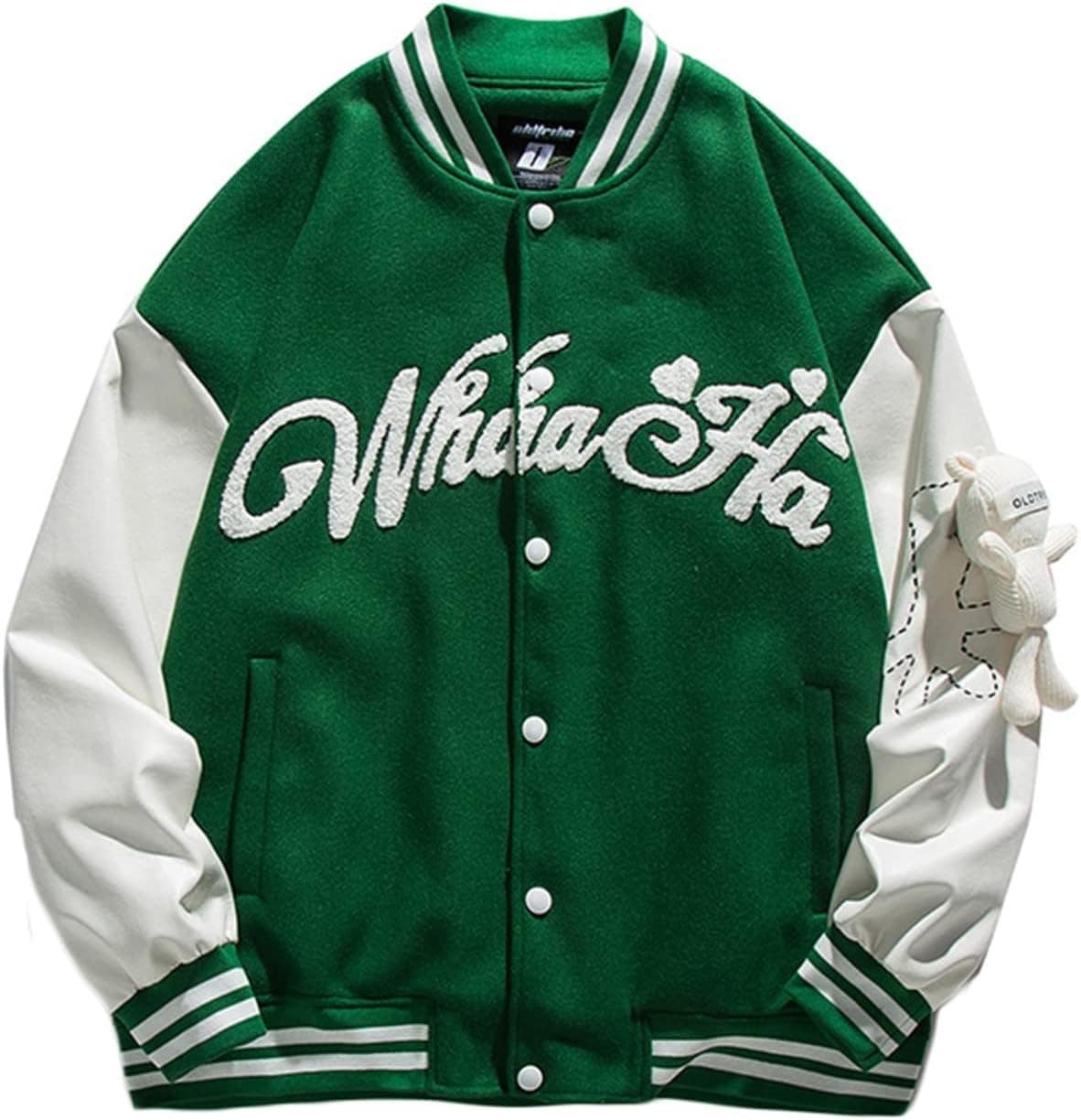 スタジアムジャンパー スタジャン メンズ PU革袖 パッチワーク お洒落 バイカラー ジャケット カジュアル アウター ビックシルエット 長袖 春秋冬 ストリート 男女兼用 トップス 防風 防寒 大き