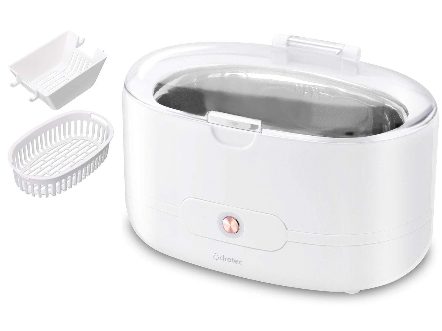 dretec(ドリテック) 超音波洗浄機 洗浄カゴ・洗浄ホルダー付 小型 メガネ 時計 貴金属 アクセサリー 入れ歯 花粉対策