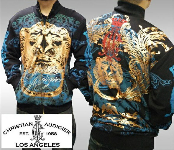 セール クリスチャンオードジェー メンズ トラックジャケット ブラック Christian Audigier ジャケット インポート パーカー ハリウッド LAセレブ ファッション セレブ カジュ