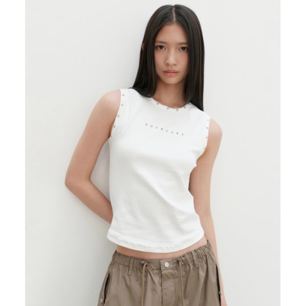 ROCKCAKE Eclipse Stud Tank Top White RC25TP22700WH