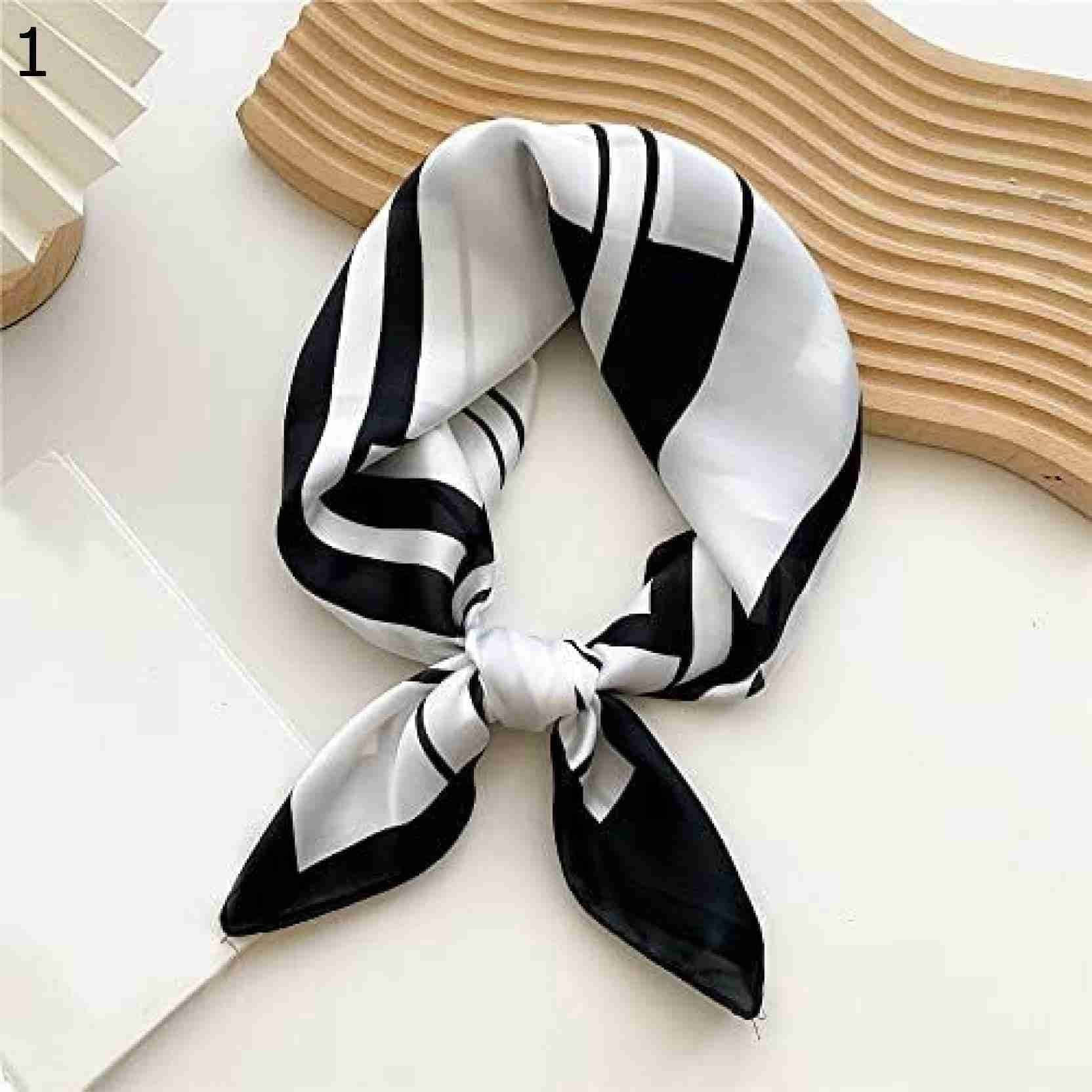 【20%OFFクーポン～】スクエアスカーフハンドハンカチ女性ショールオフィスレディヘアバンド女性ファッションパッチワークスモールネックスカーフ スカーフ (Color : Black Size :