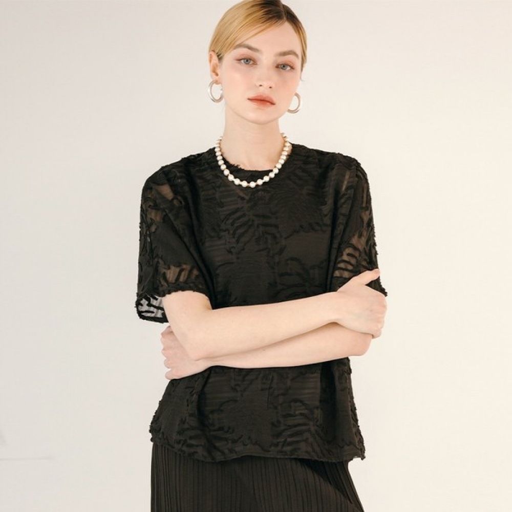 (マックス・カルティッジオ) レースシースルー半袖Tシャツ