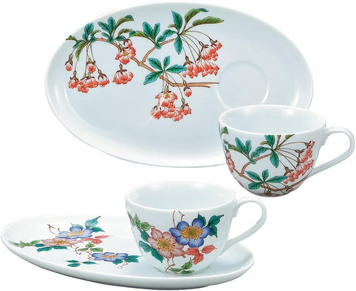 九谷焼　ペアカップ＆ソーサー　二趣　AP2-1239