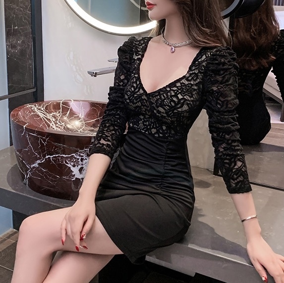 ワンピース ワンピドレス ミニ ミニ丈 ショート ショート丈 袖あり 長袖 スリム タイト 細身 切り替えデザイン ドッキング かわいい 大人可愛い きれいめ おしゃれ お洒落 かっこいい 大人女子