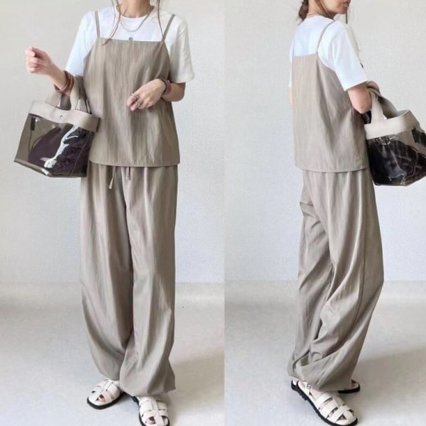 【輝いて超人気】 おしゃれ度高め 定番 シンプル 可愛いデザイン キャミソール Tシャツ＋カジュアル パンツ 2点セット