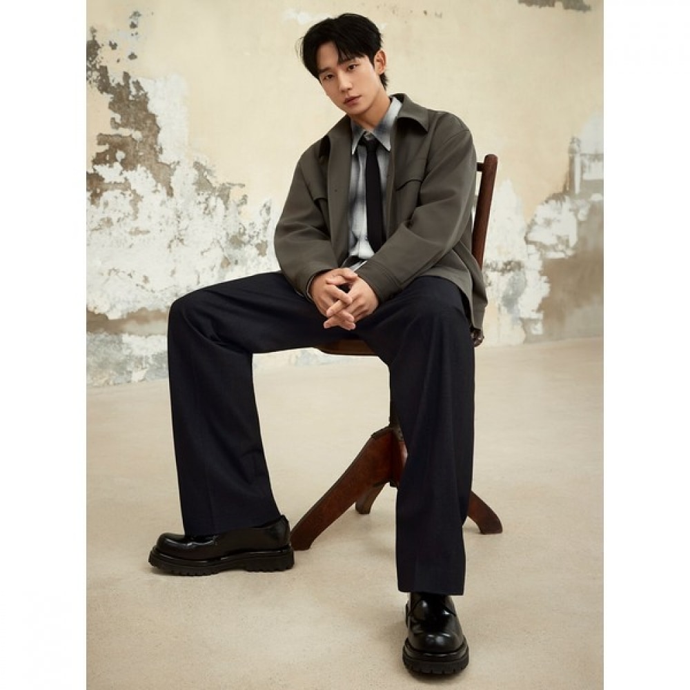 [マインドブリッジ] デニムのようなワイドワントックパンツ