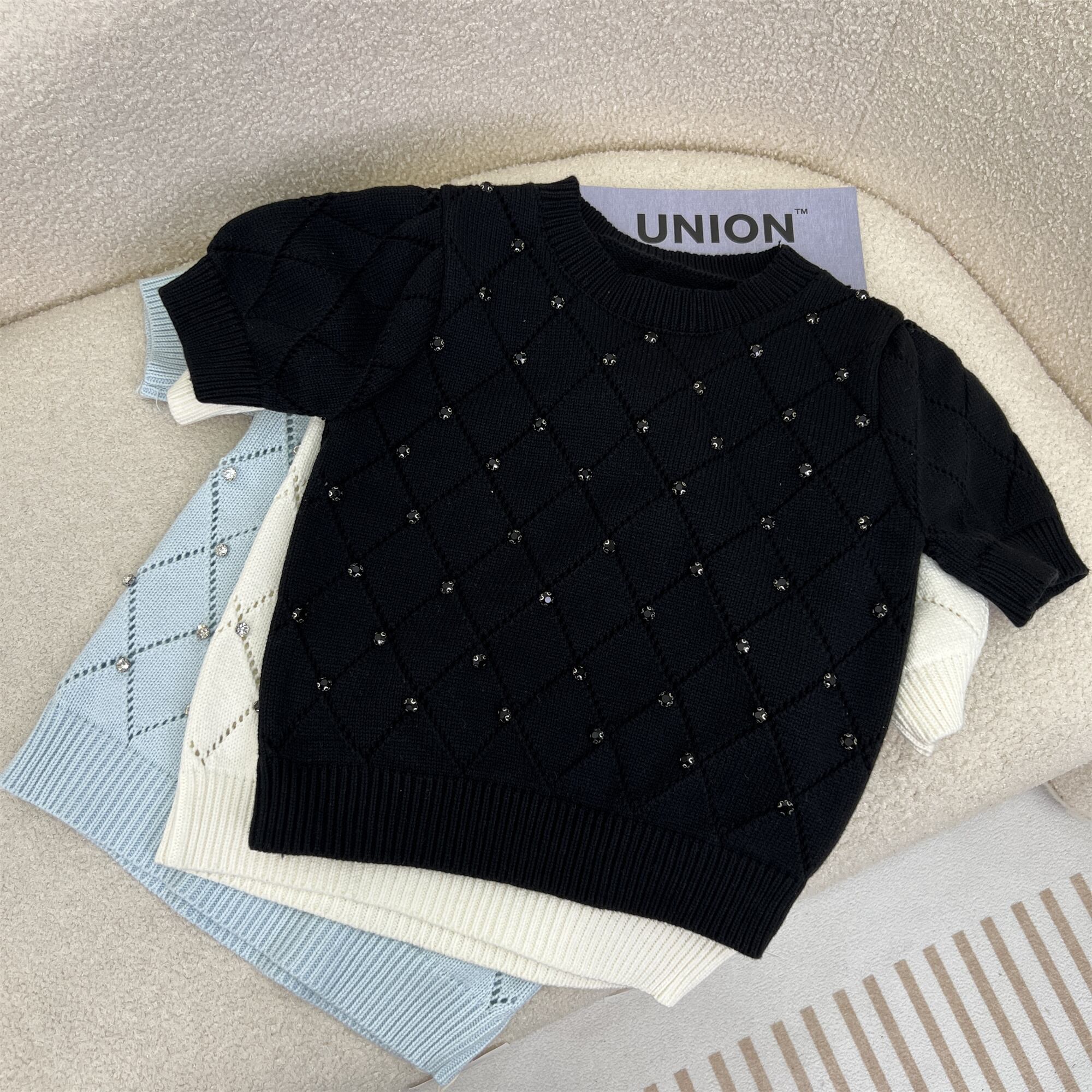 トップス プルオーバー サマーセーター レディース 半袖 ラウンドネック ストレート リブ かわいい 大人可愛い きれいめ シンプル カジュアル 上品 おしゃれ こなれ感 ガーリー エレガント とろみ