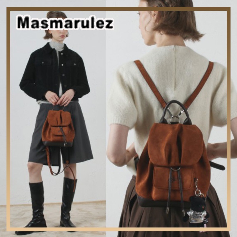 【masmarulez】Suede shirring mini flap backpack _ Brown