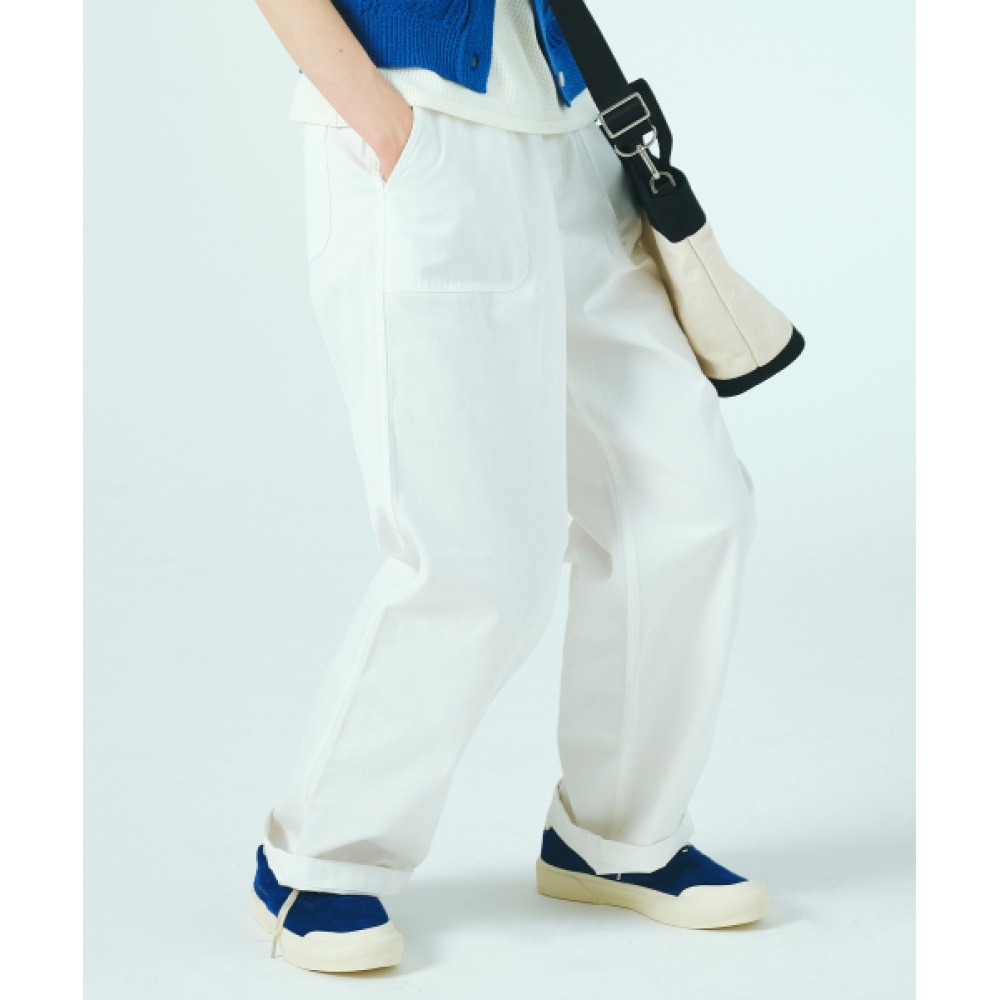 COVERNAT 女性女性用イージーバンディングコットンパンツホワイト