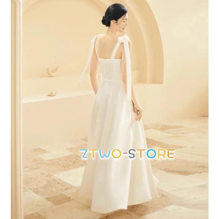 ウェディングドレス カラードレス 白 黒 Aライン ロングドレス 結婚式 二次会 ドレス 花嫁 無地 シンプル 袖なし リボン 大きいサイズ 3L 4L 小さいサイズ