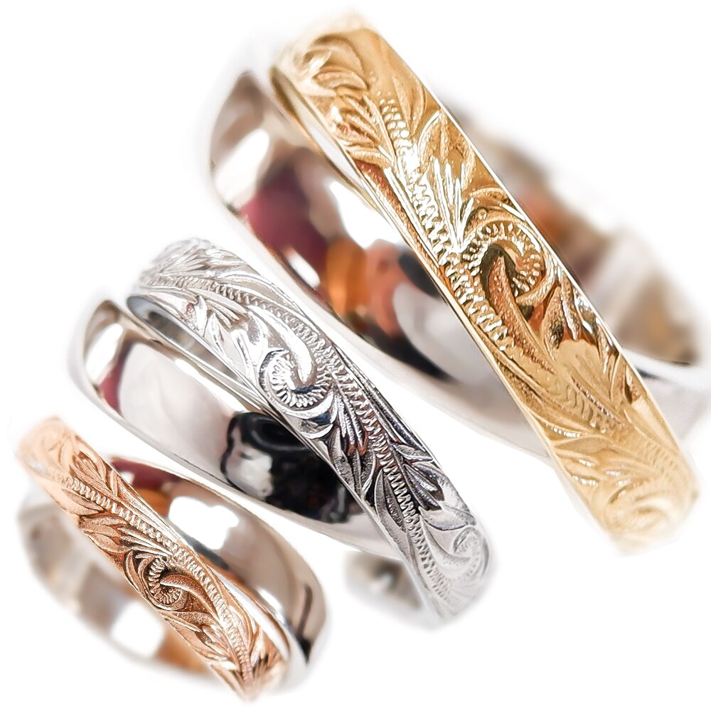 ハワイアンジュエリー 2連 リング K14イエローゴールドコーティング ピンクゴールド シルバー