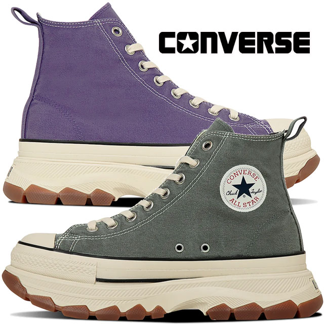 コンバース 厚底 レディース ハイカット スニーカー オールスター トレックウェーブ フェイデッドキャンバス ハイ チャンキーソール キャンバススニーカー 31316061 メタルグレイ 313160