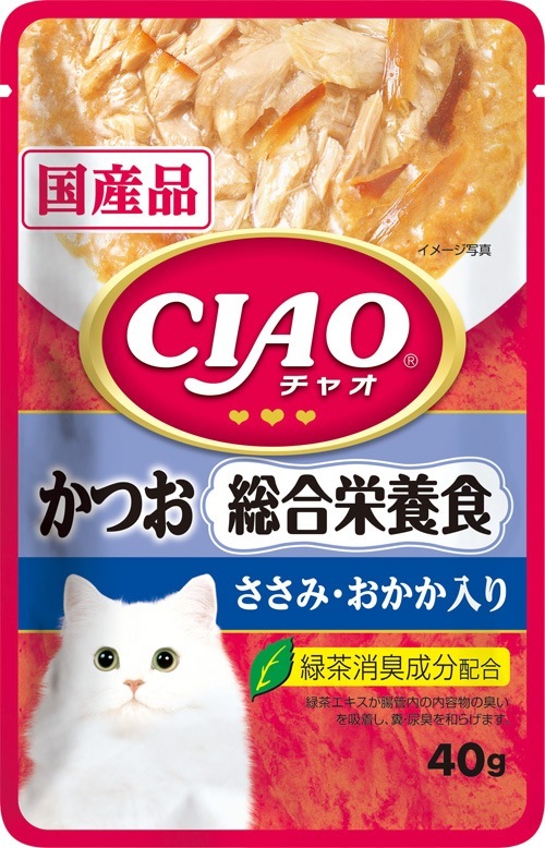 （まとめ買い）いなばペットフード CIAOパウチ 総合栄養食 かつお ささみ/おかか入り 40g [x48] 5,685円