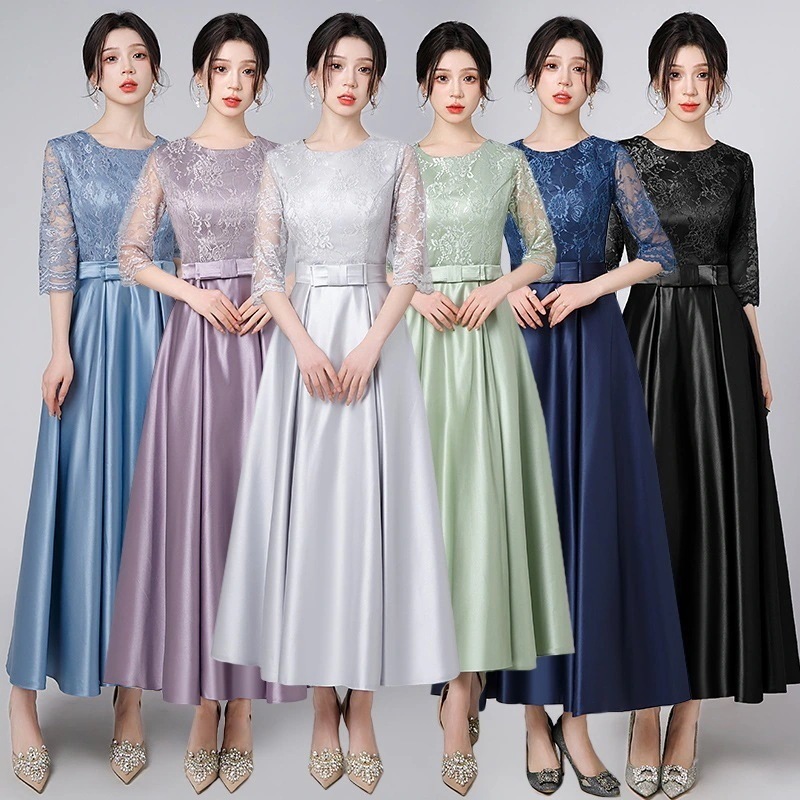 2枚1OO円OFF！緊急SALE!!![急速出荷]パーティードレス パーティレーススモールドレス韓国風語バージョン ロングワンピース イブニングドレス