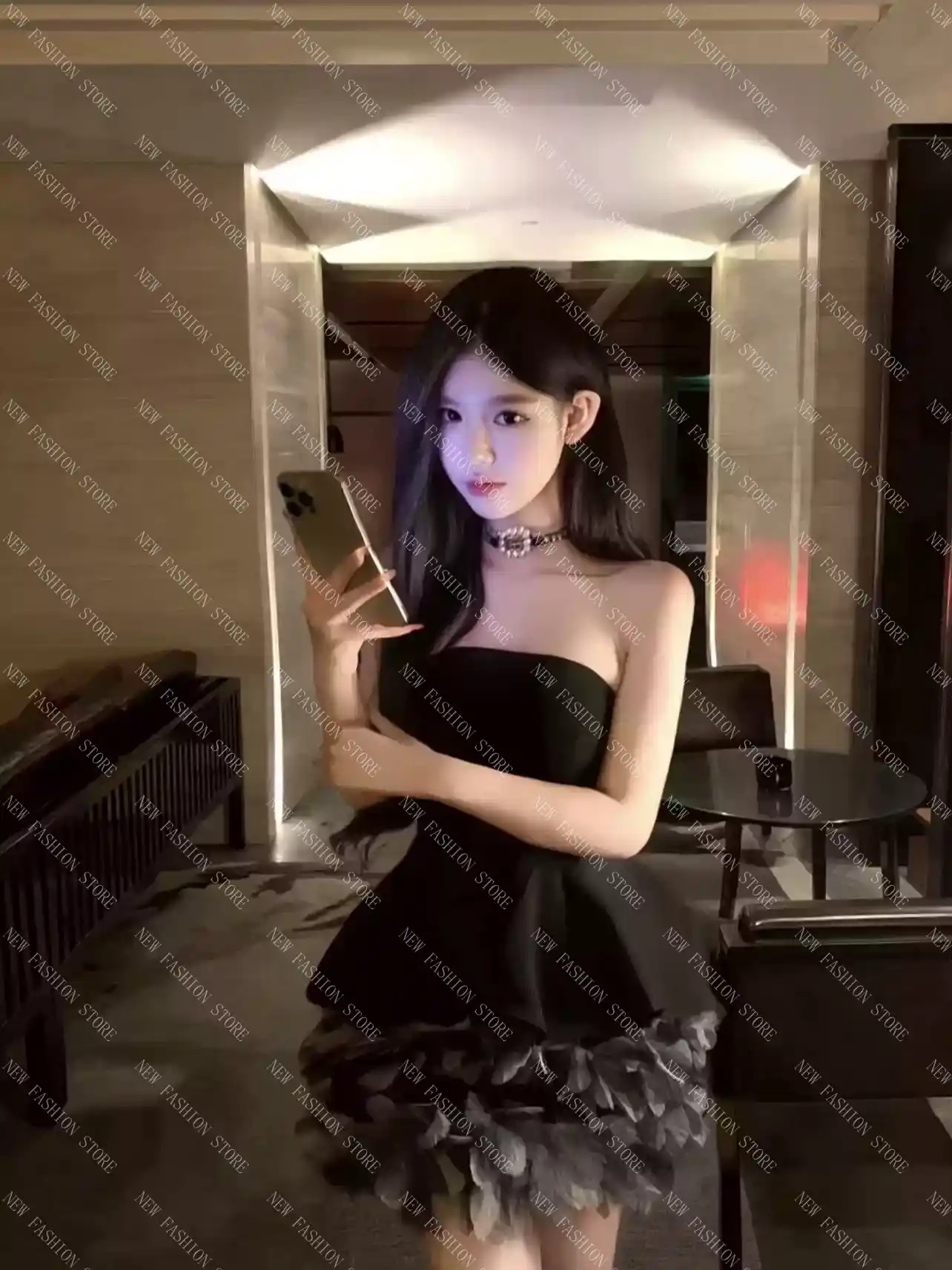 短いスカート抹胸スカート女性デザイン感気質ワンピース黒イブニングドレス-99