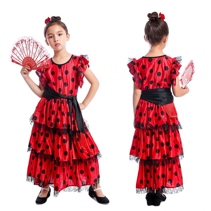 ハロウィン衣装 フラメンコ 衣装 子供 キッズ スペインのプリンセス コスチューム 変装 可愛い 舞