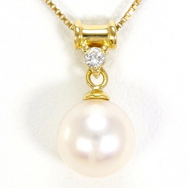 K18 18金 YG ネックレス パール(真珠) ダイヤ 0.05 ジュエリー 中古 31,096円