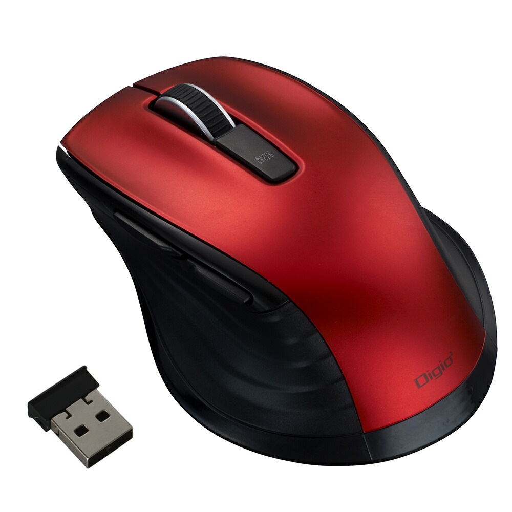 F_line 無線静音5ボタンBlueLEDマウス Mサイズ レッド MUS-RKF144R