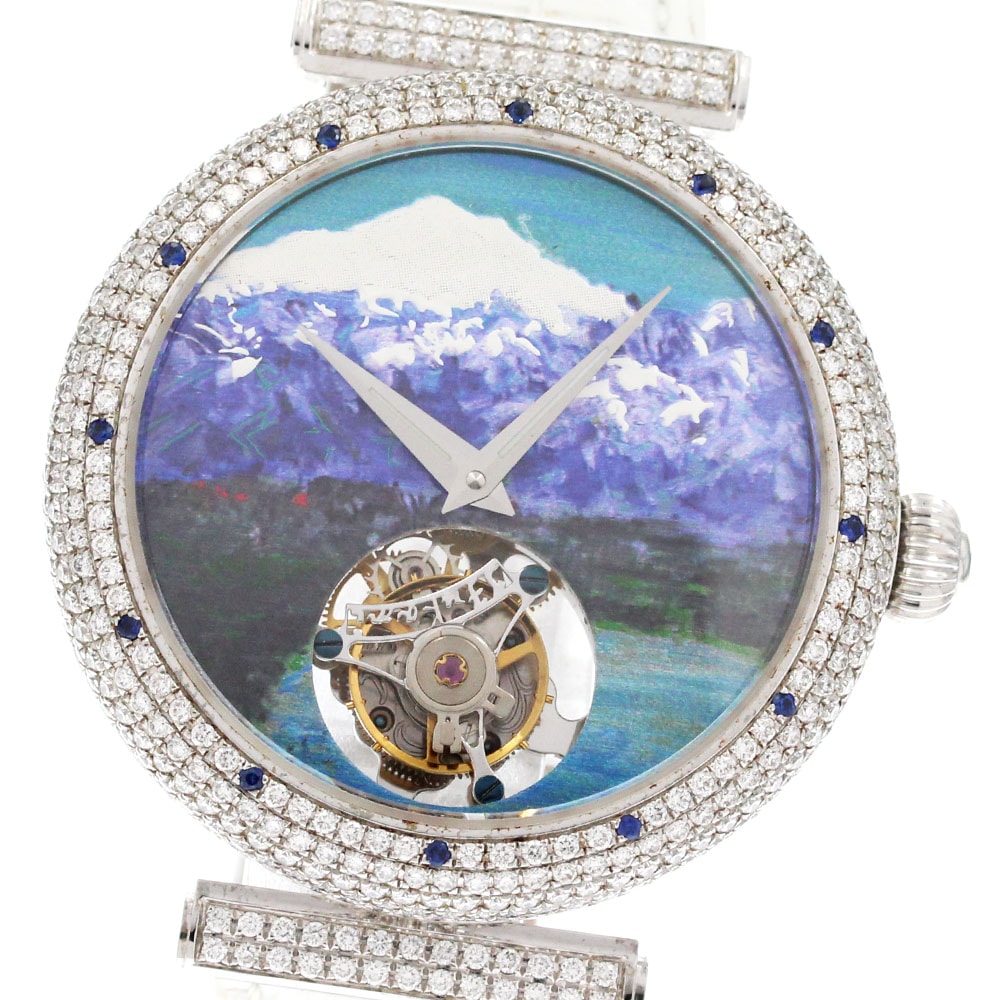 ジャンク 深見東州 Toshyu　Fukami 4894379693248 晴天でキラキラしている白山と柴山潟 トゥールビヨン 手巻 メンズ 箱・保証書付き_876495【中古】