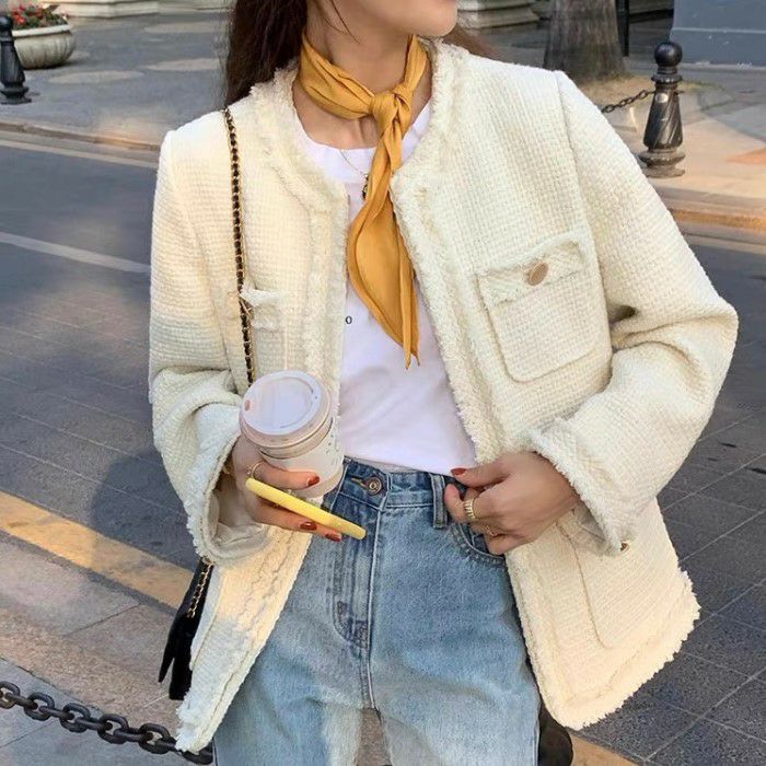 【 2022年 秋冬 2color ツイード トリム ジャケット レディース アウター カジュアル かわいい きれいめ 大人可愛い きれいめカジュアル 大人ガーリー オフィスカジュアル 韓国ファッショ