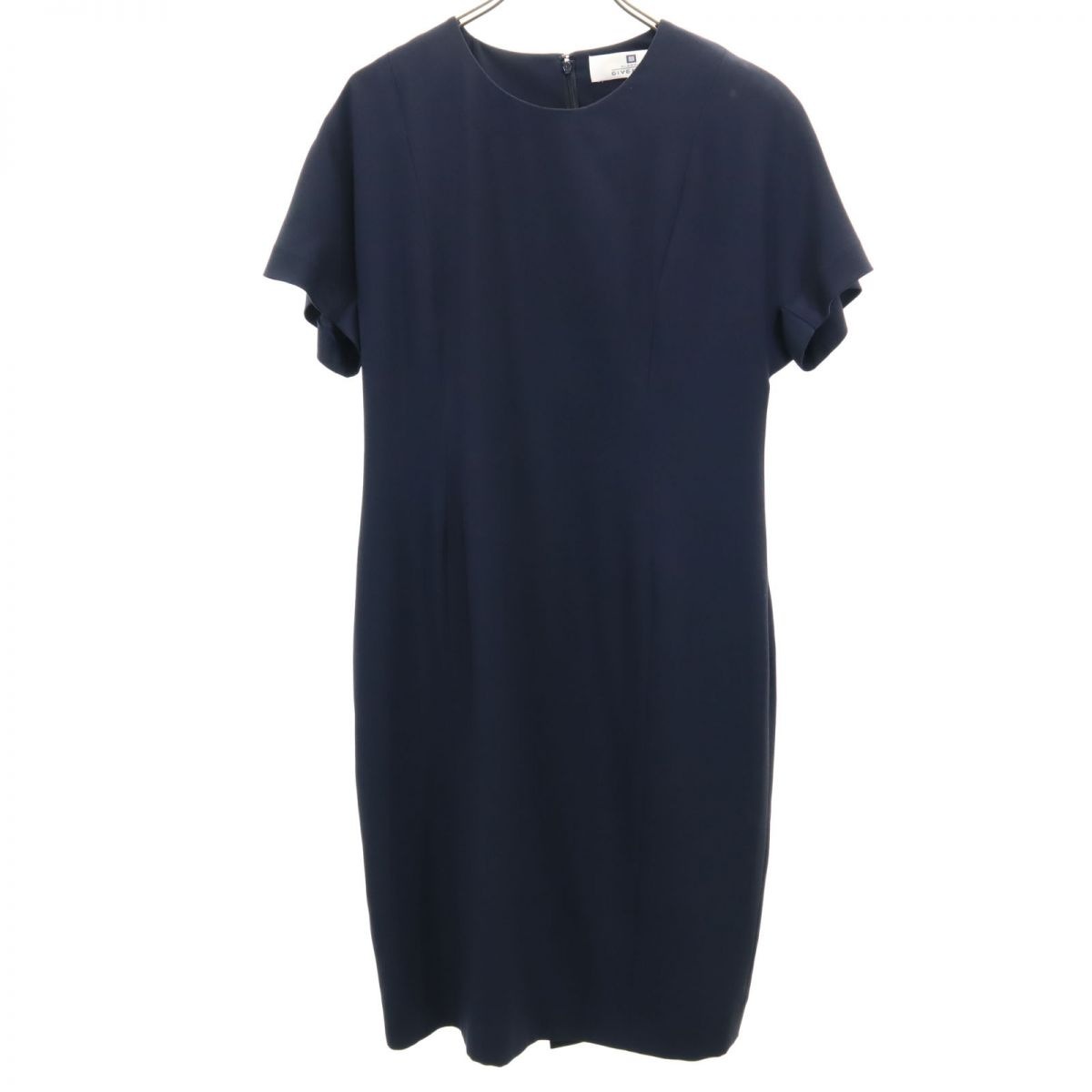 日本製 半袖 膝丈ワンピース 13 ネイビー レディース