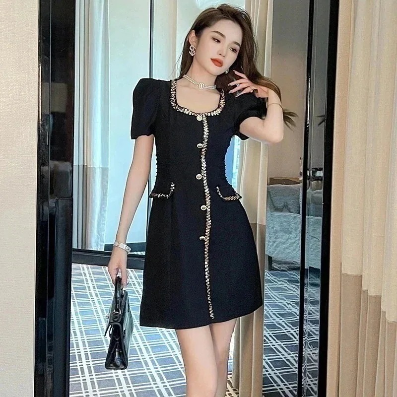 スクエア襟 Aライン ショートワンピース 通勤 パーティードレス キャバ 着痩せ 大人 同窓会 披露宴 卒業式 結婚式 演奏会 ウェディング 二次会 発表会 4,852円