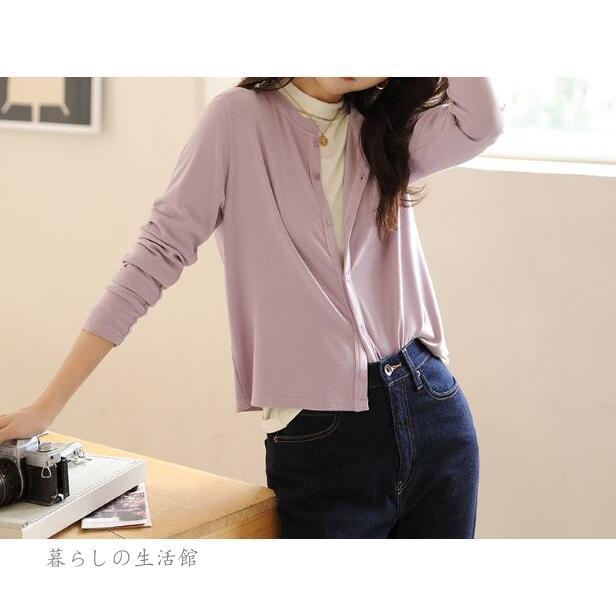カーディガン 春 レディース 丸首 綿 ショート 長袖 トップス 羽織 ショートカーディガン 春物 アウター シンプル 羽織もの カジュアル コットン 長袖 5,965円