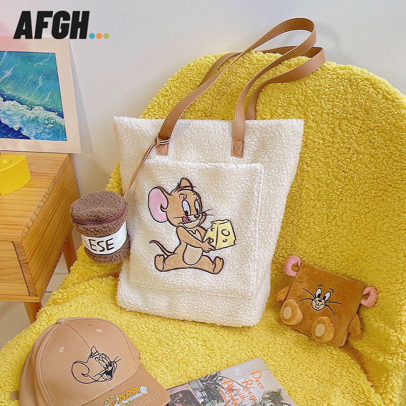 サロペット 時短コーデ 猫とネズミの趣味チーズ缶掛け袋jerryトートキャンバス学生手提げ袋