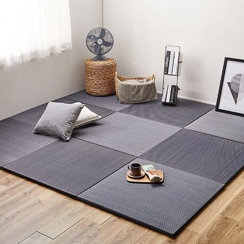 【メーカー直送品】萩原 【9枚組】置き畳 南風 約65×65×2.5cm ネイビー