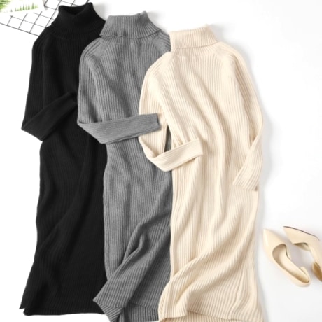 ワンピース ゆったり タイトスカート ニットスカート 膝下 スリム タイト 細身 ニット 大人可愛い