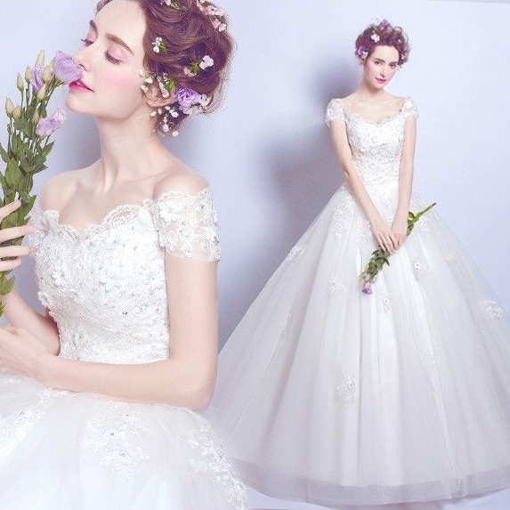 ウェディングドレス　エンパイア 二次会ドレス　花嫁ドレス　　大きいサイズ パーティー ロングドレス