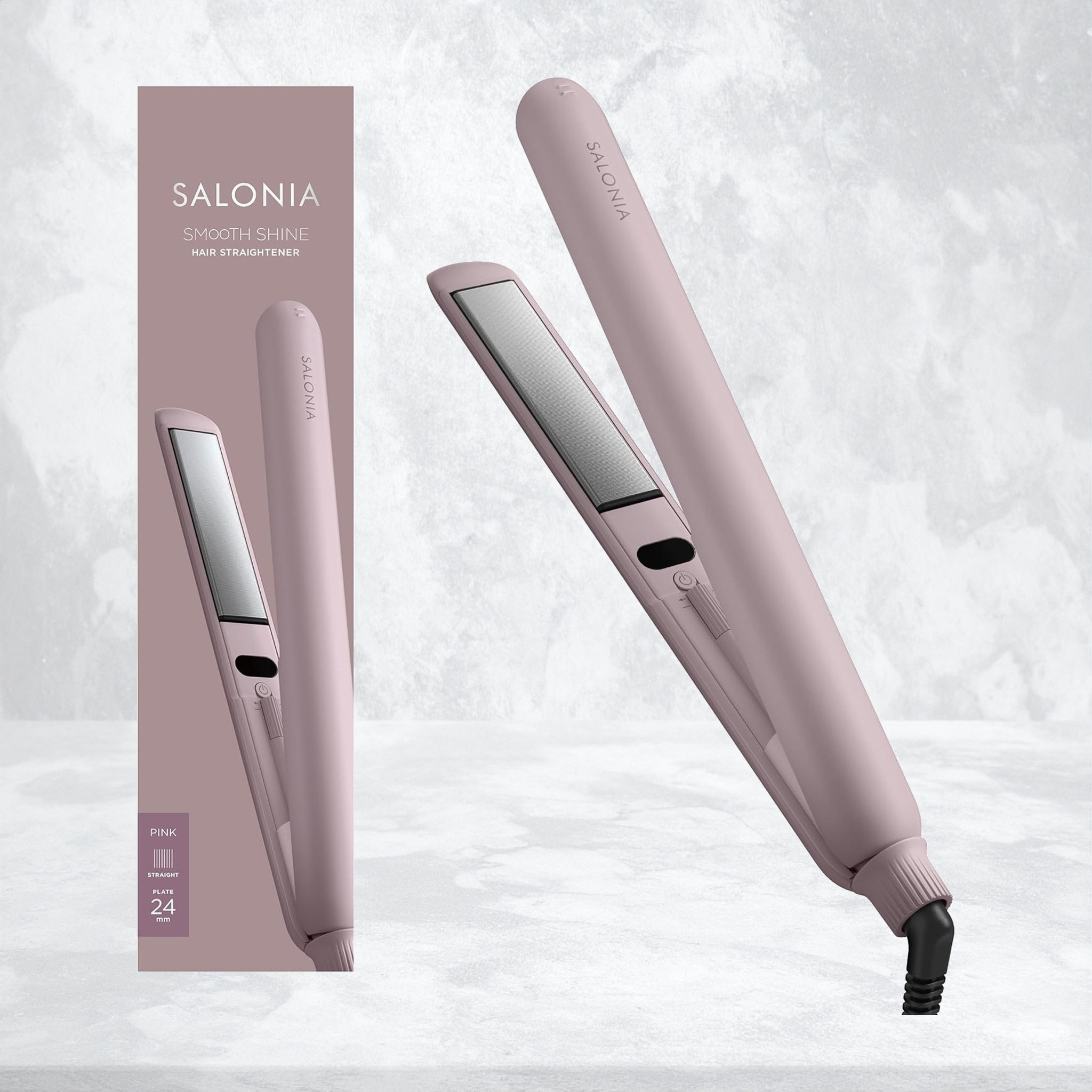 SALONIA サロニア スムースシャイン ストレートアイロン ヘアアイロン 24mm ピンク