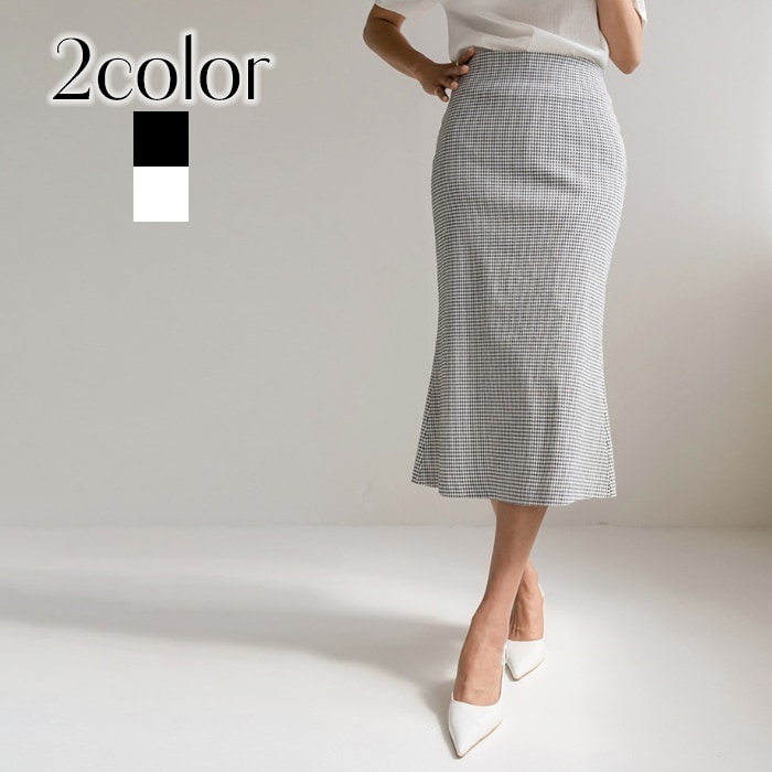 タイトスカート ミモレ丈 マーメイド チェック柄 オフィス 上品