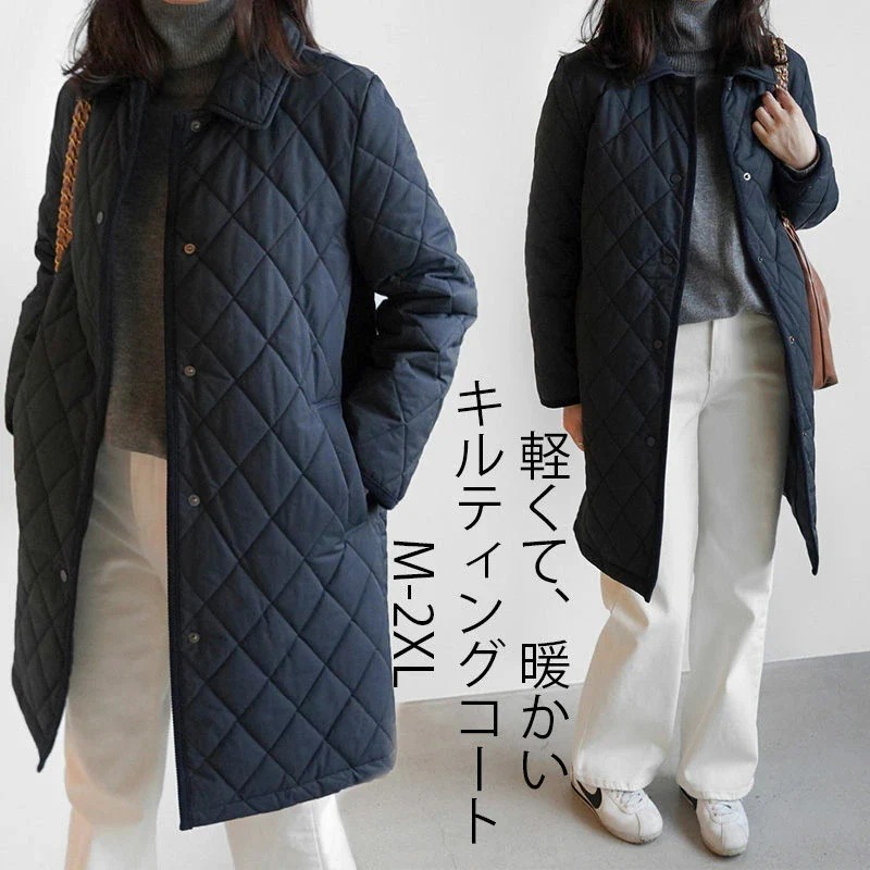キルティングコート レディース コート アウター ロングコート ブルゾン 中綿ジャンパー キルティング 防寒 ジャケット 中綿コート 防寒コート 中綿 カジュアル 軽い ゆったり 無地 暖かい 秋冬