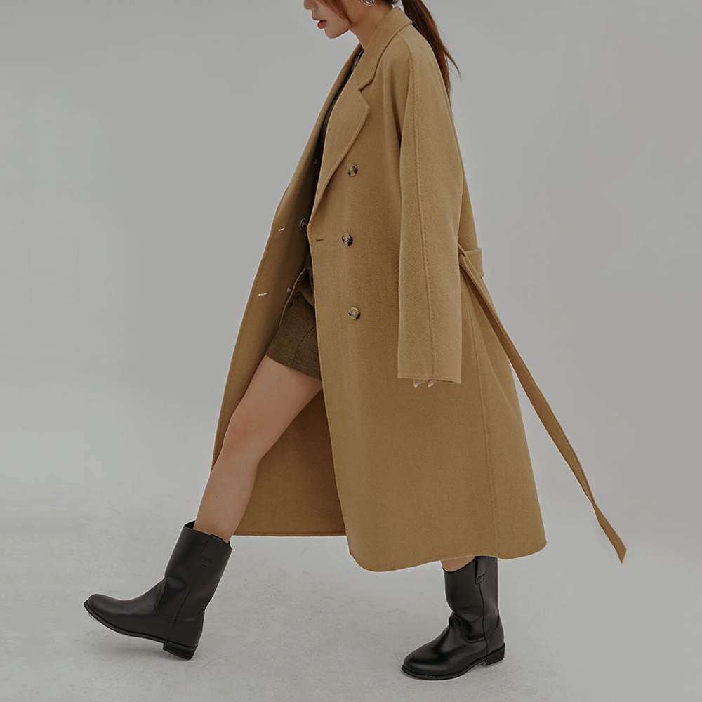 ウールブレンドダブルボタンロングコート