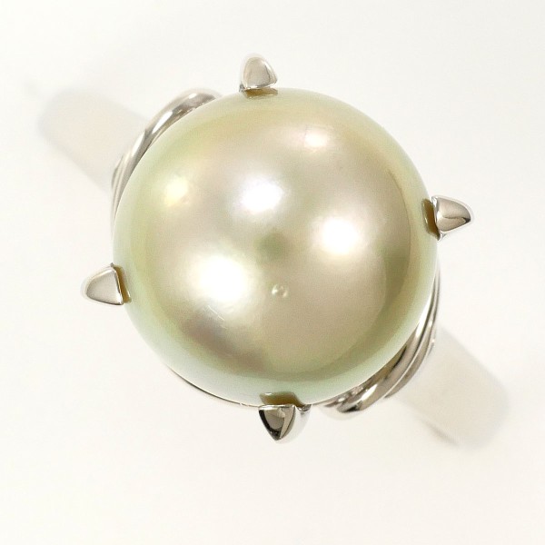 PT900 プラチナ リング 指輪 14号 パール(真珠) 約10mm ジュエリー 中古